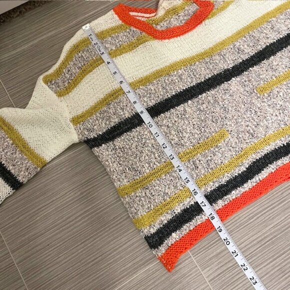 Mystree Multicolor Striped Drop-Shoulder Crewneck Sweater Size Small - Picture 12 of 14